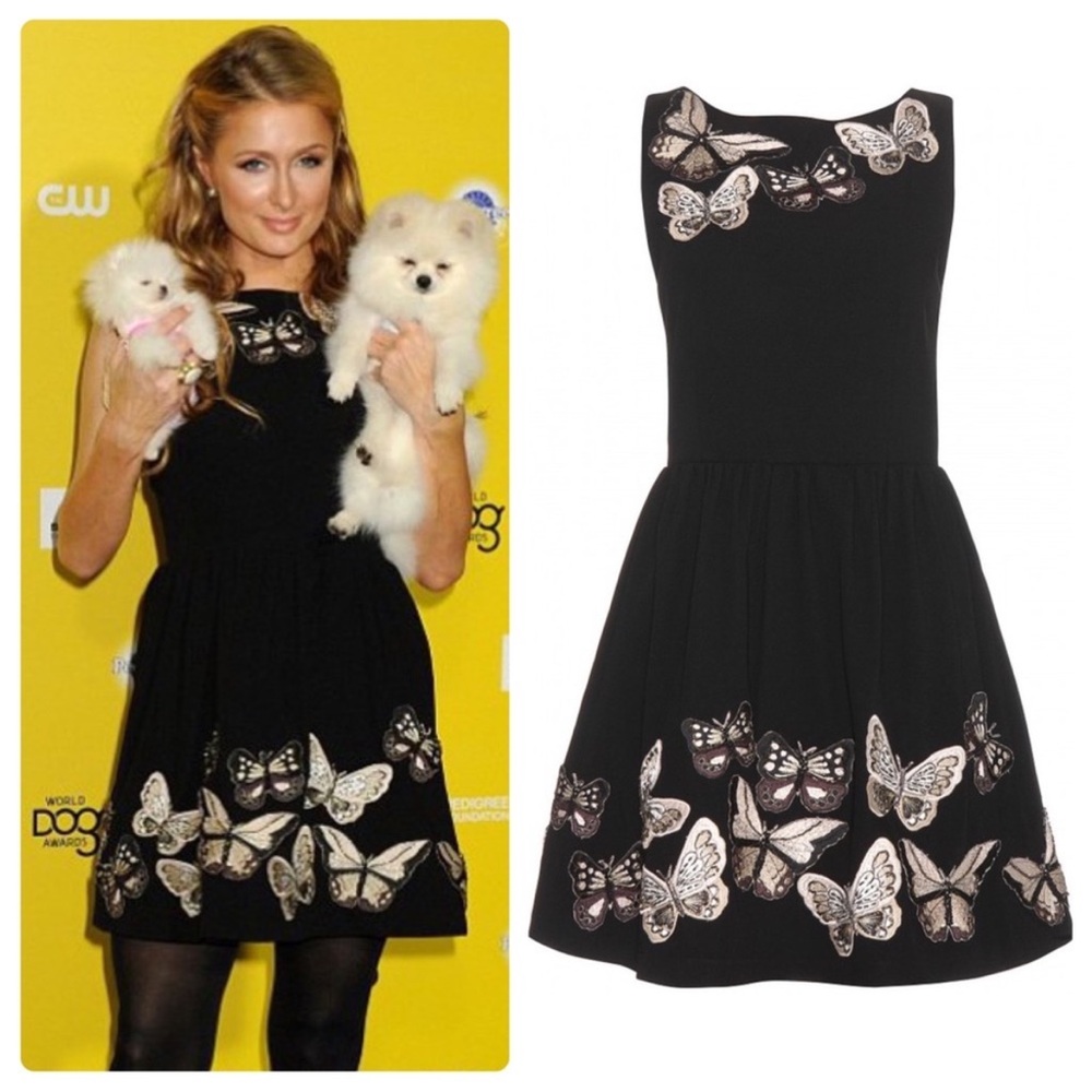 Alice + Olivia Black Dress with Butterfly Embellishments